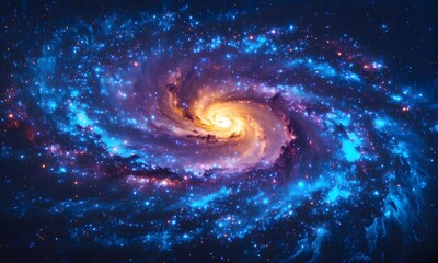 Obraz premium A deep space nebula with swirling cosmic clouds in vibrant blues and purples.