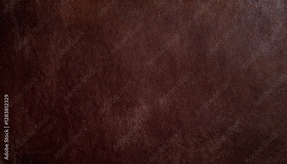 Poster close-up of aged brown leather texture with subtle creases and fine grain pattern, perfect for backg