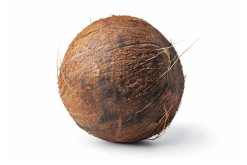 Coconut on white background with detailed texture. Neural network AI generated