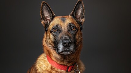 Obraz premium Realistic Close-Up Photography of a German Shepherd Dog with a Focus on Expression and Detail