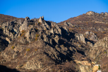 Autumn landscape with forest mountains, Armenia