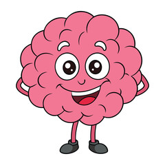 A cute brain cartoon character with big, sparkling eyes, a cheerful smile, and tiny limbs. It’s pink, bubbly, and full of energy, radiating intelligence and charm!
