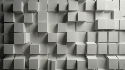 Grid of wave offset white squares or boxes geometry background wallpaper banner, flat lay

