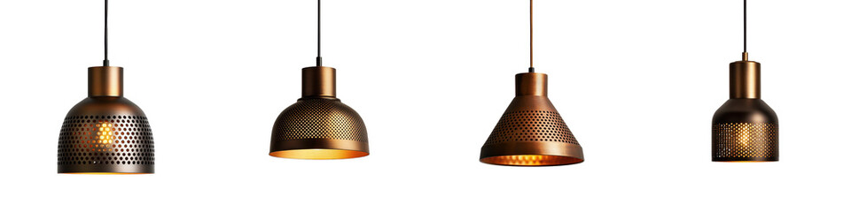 Elegant metallic pendant lamps in various finishes including copper brass and chrome providing ambient lighting and a touch of modern style for contemporary home interiors