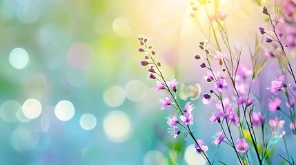 Floral Beauty Purple Flowers in a Dreamy Bokeh Background with Sunlight and Artistic Touch