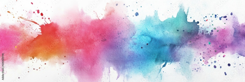 Poster colorful watercolor abstract artwork featuring vibrant hues and dynamic splashes in a harmonious ble