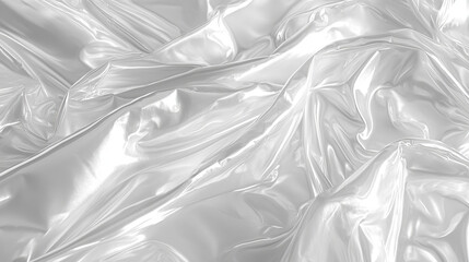 Obraz premium Plastic film wrap bag package texture overlay effect. Stretch polyethylene or cellophane vector background. 3d realistic clear mockup for food pack with wrinkle and fold. Glossy clean polymer material