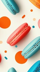 Obraz premium Colorful macarons geometric patterns for modern desserts