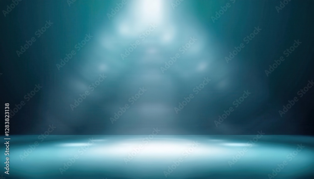 Leinwandbilder dramatic blue spotlight on empty stage with soft gradient background, perfect for presentation perfo