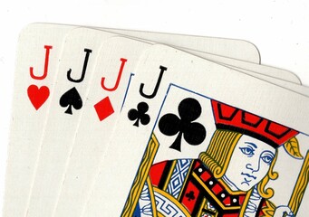 Close up of a hand of vintage playing cards