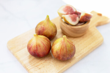 Fresh figs on a plate ready to enjoy.