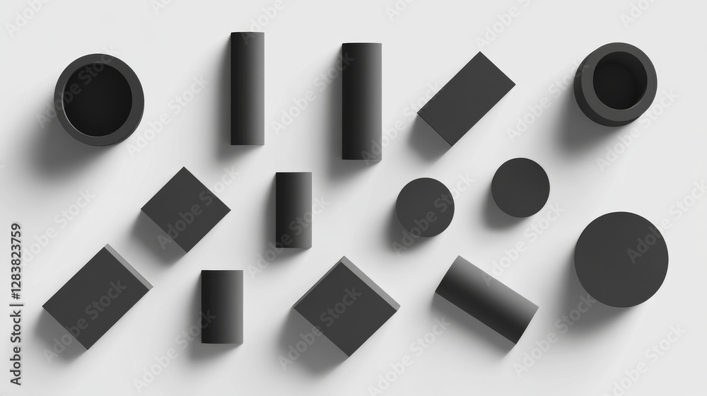 Fototapete shadow effect of paper like shapes on transparent background. realistic 3d vector illustration set o