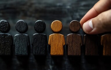 Hand of manager selecting employee icons, human resources concept, digital recruitment process, talent pool selection, job applicants evaluation, ultradetailed, 8K resolution