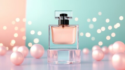 Elegant Mystical Perfume Bottle with Soft Pastel Background