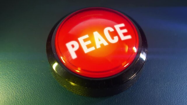 Pressing the big red button labeled with the message "Peace"
