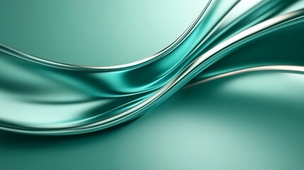 Abstract Teal Liquid Metal Flowing Wave Design