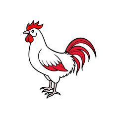 Rooster Silhouette and color image vector Art illustration.