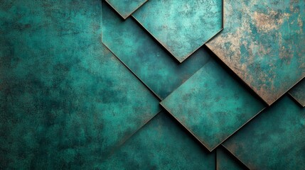 Abstract Teal and Bronze Geometric Pattern: A Study in Texture and Depth