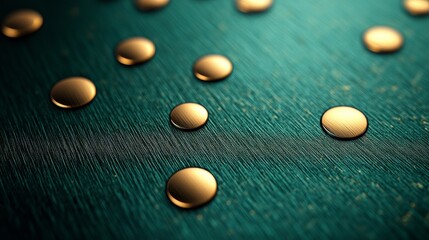 Abstract Golden Discs on Teal Surface: A Study in Texture and Light
