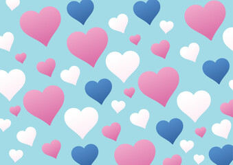 Valentine's love pattern and blue as an accent in the blue background