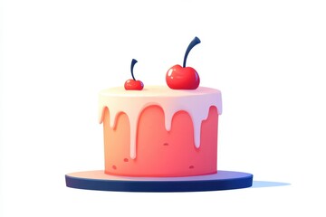 Cherry cake with icing modern design