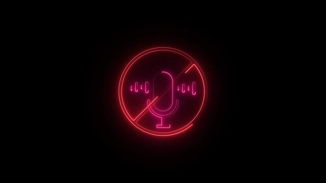 microphone ban symbol. Microphone banned, no microphone allowed sign on green screen background animation prohibiting sign