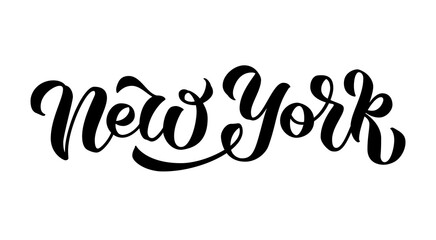 New York Brush Lettering. Hand Written Phrase NY. Typography Design for T-shirt, Gift Card, Posters, Souvenirs, Stickers. Isolated Vector Illustration