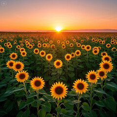 Fototapeta premium sunflower field in the morning