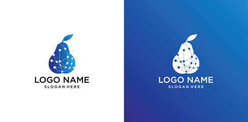 fruit vector logo with colorful technology concept