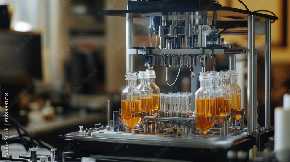 Poster automated liquid filling machine in a laboratory setting