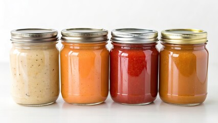 Colorful Sauces in Glass Jars