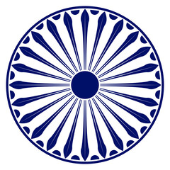 Wheel icon isolated over white background.Wheel with spokes vector icon.Modern ashok chakra graphic element icon isolated over white background.Chakra wheel with twenty four spokes.