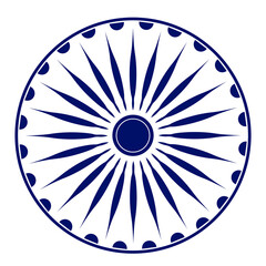 Wheel icon isolated over white background.Wheel with spokes vector icon.Modern ashok chakra graphic element icon isolated over white background.Chakra wheel with twenty four spokes.