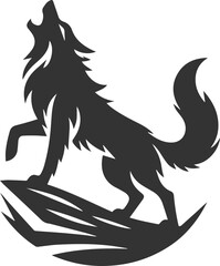A wolf howling after catching prey vector animal silhouette