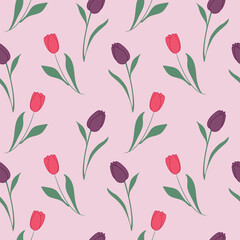 lovely flowers, tulips. pattern, seamless texture, background for March 8, birthday, spring, March, April, May. vector graphics.