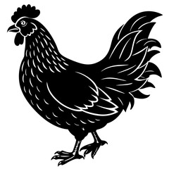 Fototapeta premium Black Chicken Outline: Rustic Farmhouse Design