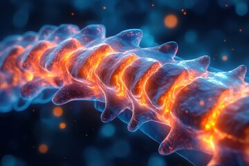 Glowing Spinal Column Vertebrae Anatomy Medical Science,