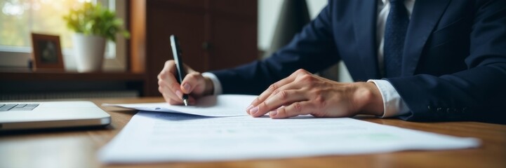 Injury victim reviewing insurance documents in a lawyer's office, insurance, law