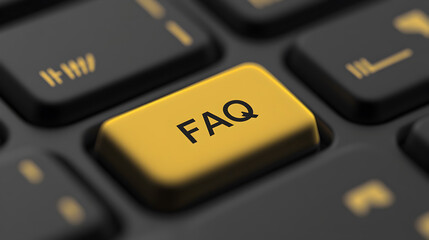 Engaging faq button on keyboard digital workspace visual graphic close-up