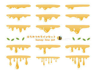 たれるはちみつのラインのイラストセット
