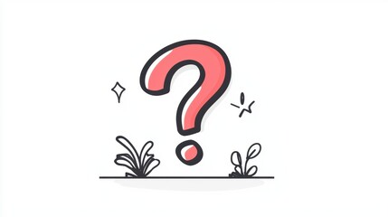 Fototapeta premium Abstract illustration of a whimsical question mark surrounded by playful elements and organic shapes conveying curiosity, inquiry, and creativity in a modern style