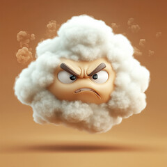 A stylized cloud emoji with an angry expression.
