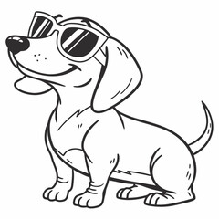 Cool Dachshund Vector Illustration &ndash; Stylish Dog with Sunglasses