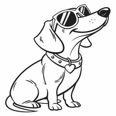 Trendy Sausage Dog Clipart – Black and White Hipster Dachshund