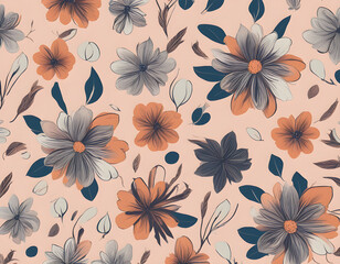 Obraz premium Seamless pattern with abstract flowers. Great for fabric, textile. Vector background.