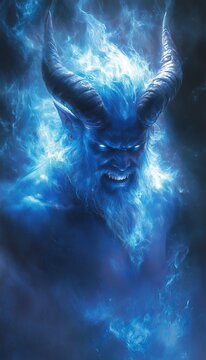 blue devil character illustration mobile smartphone wallpaper lockscreen