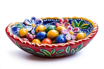 Fototapeta premium Colorful Decorative Bowl with Artistic Floral and Egg Elements