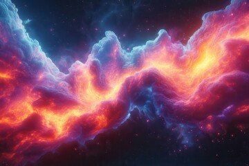 Cosmic Nebula Fiery Cloudscape Stellar Space