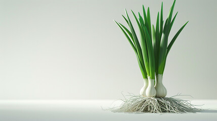 Fresh Green Onion on a Pure White Background