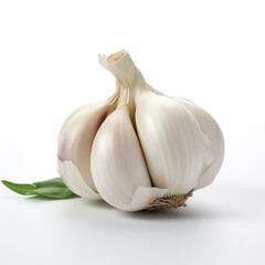 Pristine Garlic on a White Background